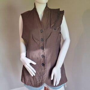 Vintage Prairie Underground Chocolate Denim Button-Up Vest